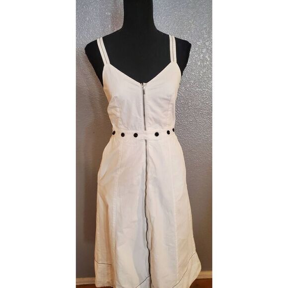 Proenza Schouler White Label Linen Front Zip Button Midi Dress Women’s Size 2 - Picture 4 of 15